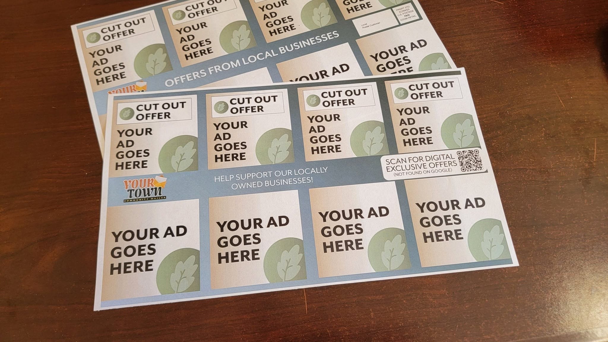 Your Town Mailers printed sample card